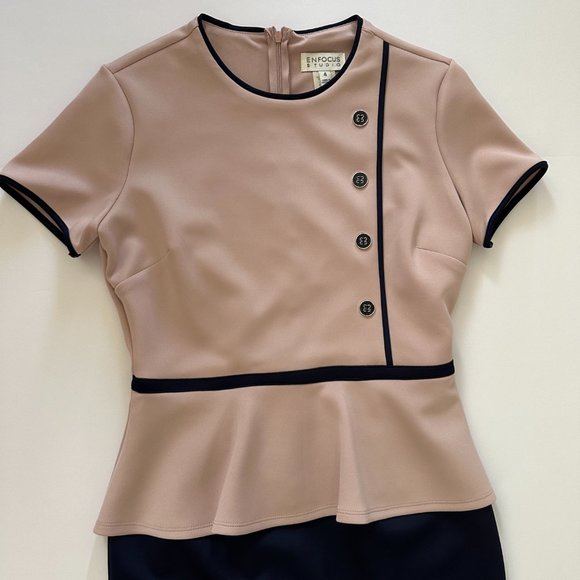 NWOT _ ENFOCUS STUDIO Women's Crewneck Short Sleeve Ruffle Designed Slim Dress - Picture 2 of 5